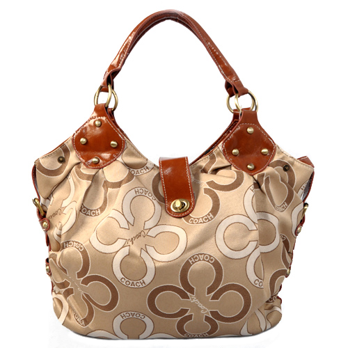 Coach Willis Big C Logo Large Khaki Satchels EJJ | Women